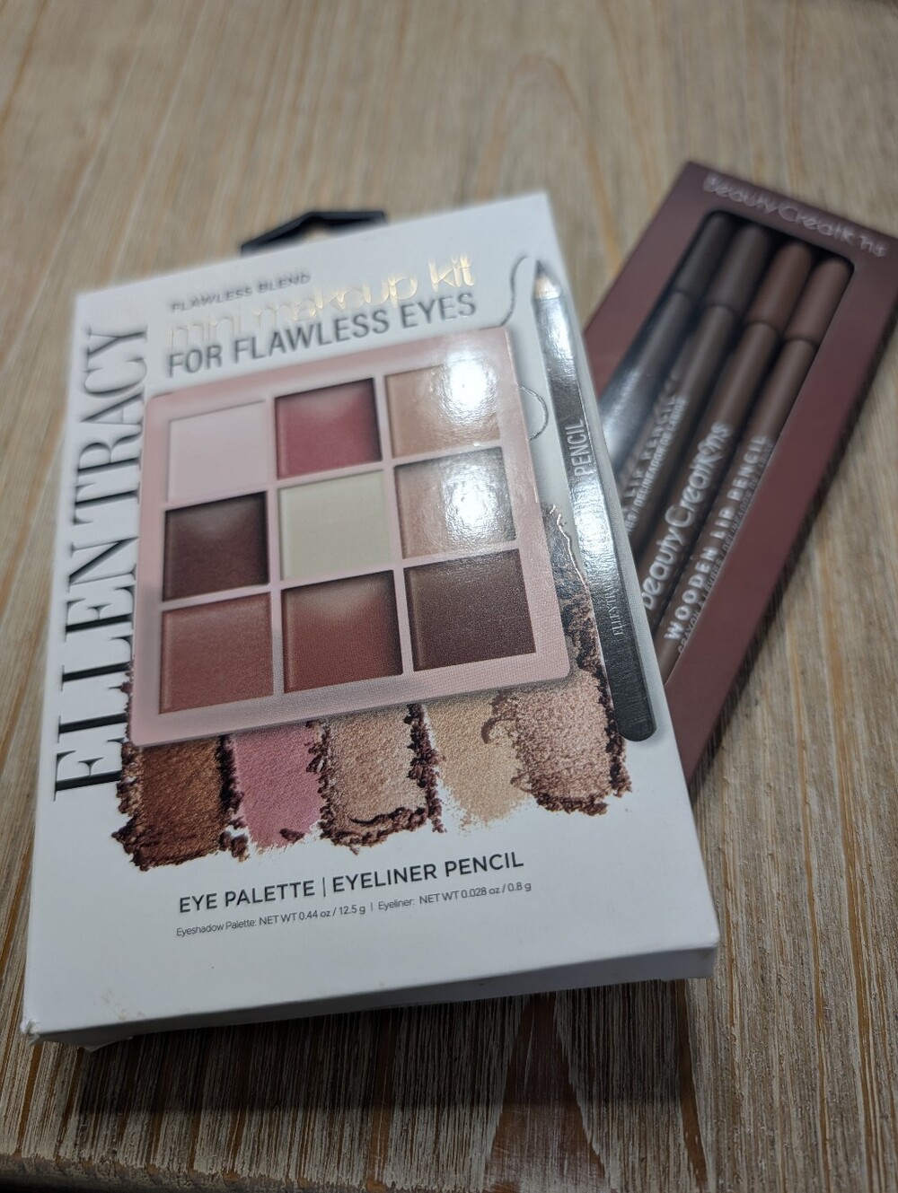 Ellen Tracy Mini Makeup Kit For Eyes And Matt Wooden Pencil Lip Liner Bundle